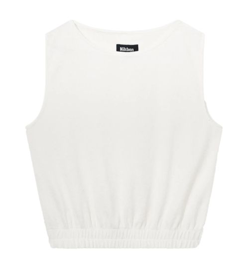Nikben Men's Tank Top, Short-Sleeved Shirt, Simple Summer Top, Cotton Shirt 6121 White