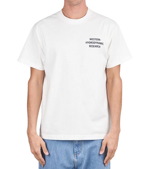 WHR Men's T-Shirt, Plain Cotton T-Shirt with Logo Lettering, Short-Sleeved Shirt, WHR-24A-13 White