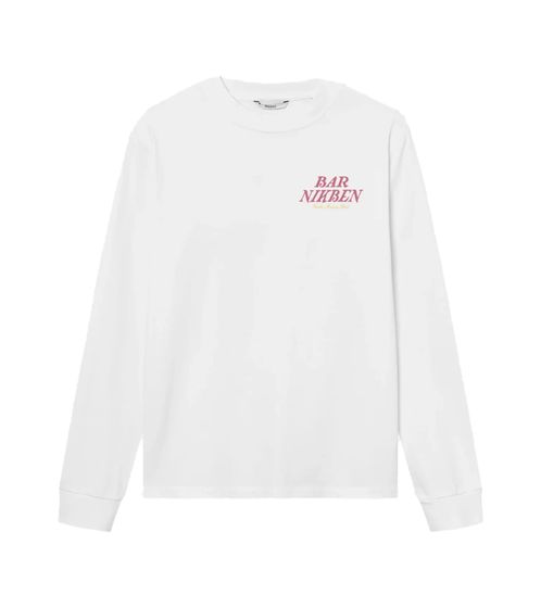 Nikben Men's Long-Sleeved Shirt, Sustainable Cotton Pullover, Crew Neck Sweatshirt, 6319 White