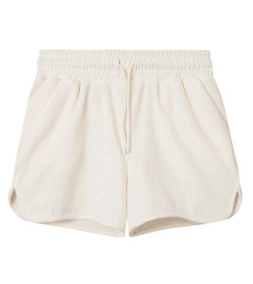 Nikben Herren Fleece Short stylische Baumwoll-Shorts Loungewear Creme-Weiß