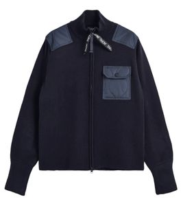 TAION Herren Strick-Jacke mit Brusttasche Troyer-Jacke Herbst-Jacke KN102WZML-1 Dunkelblau