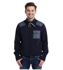 TAION Herren Strick-Jacke mit Brusttasche Troyer-Jacke Herbst-Jacke KN102WZML-1 Dunkelblau