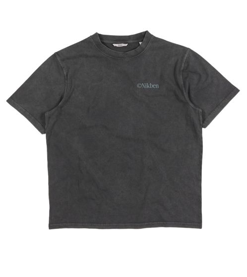 Nikben Herren T-Shirt stylisches Baumwoll-Shirt mit "But first Cocktails" Rückenprint 6319 verwaschenes Schwarz