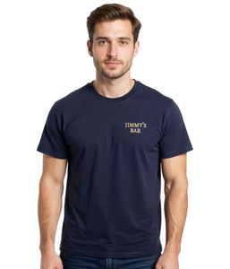 T-shirt da uomo NO ROOMS Jimmy's Bar, elegante camicia in cotone, a maniche corte, blu scuro