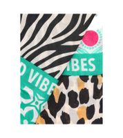 ZWILLINGSHERZ Wild Vibes Schal mit Blumen und Leo-Look Halstuch mit Seide Frühlings-Stola 3008S-0209-64 Grün/Schwarz/Braun/Pink