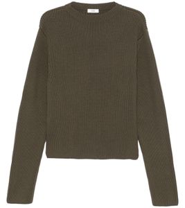 RIER Men's Sustainable Knit Sweater, Wool Sweater, Simple Long-Sleeved Shirt, Olive Green