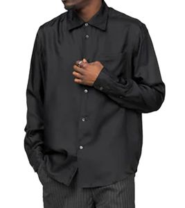 BERNER KÜHL Men's Silk Shirt, Business Shirt with Breast Pocket, Long-Sleeved Shirt, Dark Blue