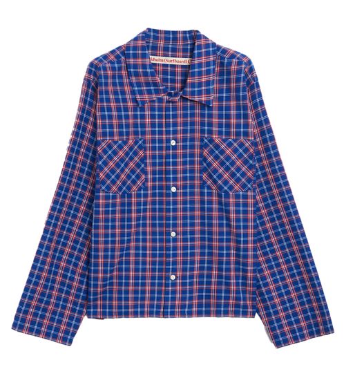 Stockholm (Surfboard) Club Flanellhemd Langarm-Hemd im Karomuster Freizeit-Shirt Blau/Rot
