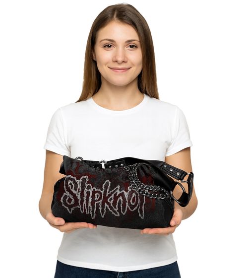 SLIPKNOT Metal-Band Schulter-Tasche Damen Handtasche mit Nieten und Ketten LB111186SLP0 Schwarz/Bunt