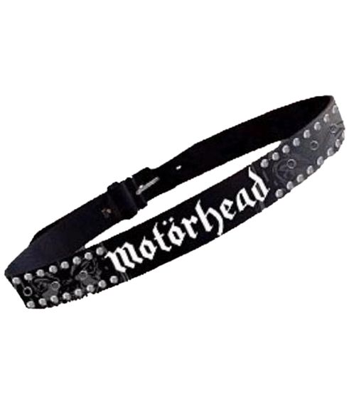 Motörhead Gürtel für Damen oder Herren Einheitsgröße 100cm mit Logo-Schriftzug Freizeit-Gürtel BT104890MTR Schwarz/Grau