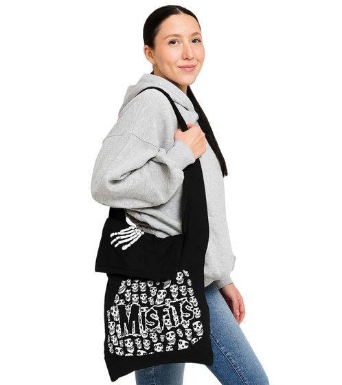 Bolso de mujer Misfits Punk Band con capucha, bolso de algodón, bolso de mano LB103081MIS0, negro/blanco