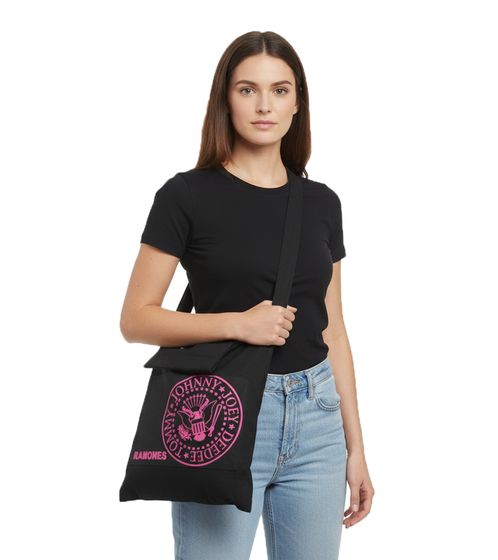 Sac à main femme Ramones Punk Rock Band, avec capuche intégrée, en coton, LB103080RAM, noir/rose