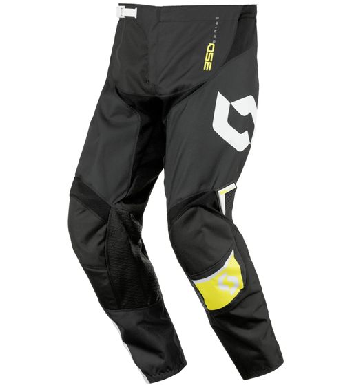 SCOTT Pant 350 Herren Moto-Cross Hose Motorsport-Kleidung mit Unterschenkel-Manschette 240917 1040 Schwarz/Weiß/Gelb