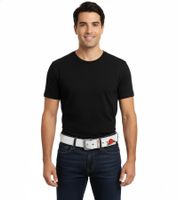 Ceinture Guns N' Roses style vintage, taille unique, 100 cm, avec logo, ceinture décontractée, BT104882GNR, blanche