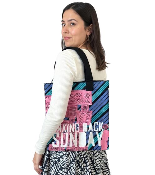 Taking Back Sunday Rock Band Shoulder Bag, Stylish Shopping Bag, Fan Merchandise, 31 x 33 x 3 cm, LB1080112TBS, Pink/Black/Blue