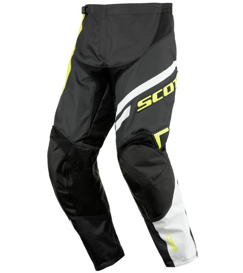 SCOTT Pant 350 Kinder Moto-Cross Hose Motorsport-Kleidung mit Leder-Knie und Ratschenverschluss 240924 1043 Schwarz/Gelb/Weiß