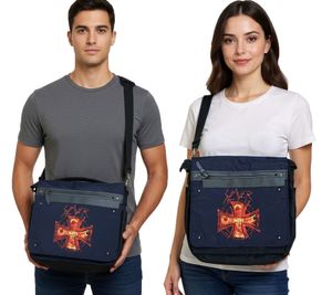 Borsa a tracolla Slayer Metal Band, borsa a tracolla, borsa per laptop, merchandise per fan, 37 x 32 x 4 cm, nero/rosso