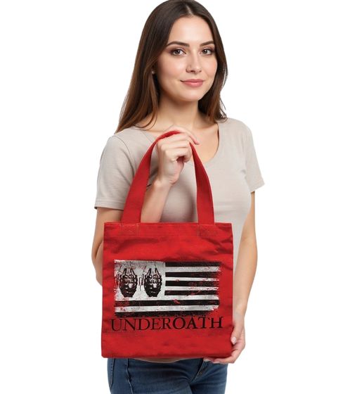 Borsa a tracolla della band metalcore Underoath, elegante borsa shopping, merchandise per fan, 31 x 33 x 3 cm, LB1071901UND, Rosso/Nero/Bianco