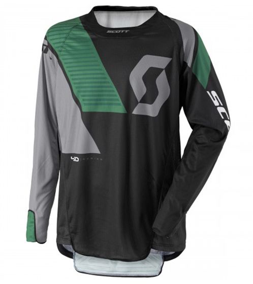 SCOTT Jersey 450 Herren Moto-Cross Trikot langärmliges Bike-Shirt mit gepolsterten Ellenbogen 246908 1043 Schwarz/Grün