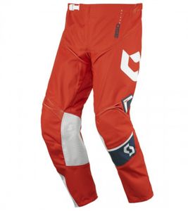Pantalones de motocross SCOTT Pant 350 para niños, ropa de motor con rodilleras de cuero y cierre de trinquete 240923 1454 Naranja/Azul/Blanco