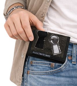 Fall Out Boy Portemonnaie Stilvolle Band-Brieftasche mit auffälligen Motiv Gothic-Style FW106079FOB Schwarz/Grau