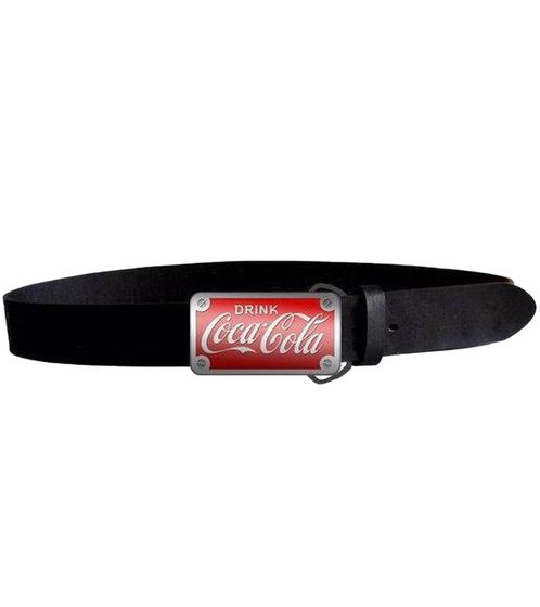 Coca-Cola Belt for Women or Men, Leather Belt with Logo Lettering, Casual Belt, 106.5 cm, Black, BT203367COC-M