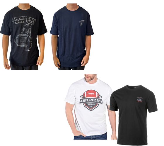 2-Pack U.S. SPORT AMERICA Men's T-Shirt Basic Cotton Crew Neck Short Sleeve Black/White or Black/Blue T-Shirt for Men