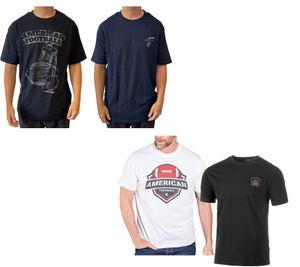 2-Pack U.S. SPORT AMERICA Men's T-Shirt Basic Cotton Crew Neck Short Sleeve Black/White or Black/Blue T-Shirt for Men