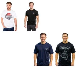 2er Pack U.S. SPORT AMERICA Herren T-Shirt Basic Baumwoll-Shirt Rundhals-Shirt Kurzarm Schwarz/Weiß oder Schwarz/Blau