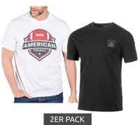 2-Pack U.S. SPORT AMERICA Men's T-Shirt Basic Cotton Crew Neck Short Sleeve Black/White or Black/Blue T-Shirt for Men