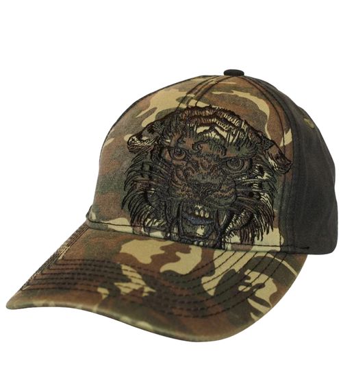 Miami Ink Baseball-Cap im Camouflage-Look Trucker-Cappy Baumwoll-Cap TC106354MIK Grün/Schwarz