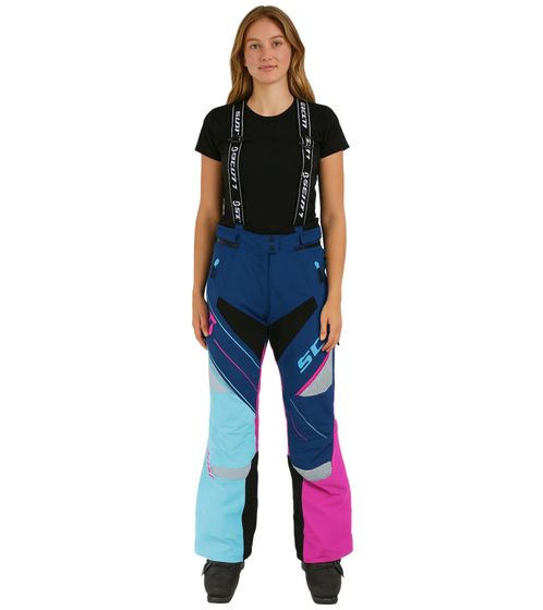 SCOTT Shell Pro Women's Motocross Bib Pants, Motorsport Clothing, Waterproof Softshell Pants, 245006 5340 Blue/Pink