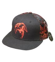 Gorra de hip hop de Tupac para mujer y hombre con bordado de Tupac, visera plana TC108517TUP4, negra/roja