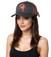 Gorra de hip hop de Tupac para mujer y hombre con bordado de Tupac, visera plana TC108517TUP4, negra/roja