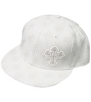 Gorra de hip hop de Tupac para mujer y hombre con bordado de cruz, ala plana TC108767TUP4 blanca