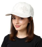 Gorra de hip hop de Tupac para mujer y hombre con bordado de cruz, ala plana TC108767TUP4 blanca