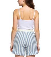 DELMAO Damen Shorts mit Gürtel im Streifen-Look kurze Hose mit seitlichen Eingriffstaschen 82611938 Blau/Weiß