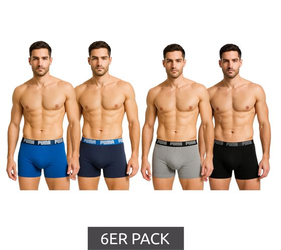 Confezione da 6 boxer PUMA Everyday Basic da uomo in cotone 521015001, blu o nero/grigio