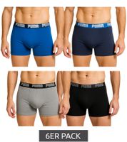 Lot de 6 boxers PUMA Everyday Basic en coton pour homme 521015001 Bleu ou Noir/Gris Lot de 6 boxers PUMA Everyday Basic en coton pour homme 521015001 Bleu ou Noir/Gris