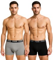 Lot de 6 boxers PUMA Everyday Basic en coton pour homme 521015001 Bleu ou Noir/Gris Lot de 6 boxers PUMA Everyday Basic en coton pour homme 521015001 Bleu ou Noir/Gris