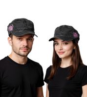 Casquette unisexe Pussycat Dolls, style cadet, en coton, avec chaîne et petit bord, FC110460PCD, gris/rose Casquette unisexe Pussycat Dolls, style cadet, en coton, avec chaîne et petit bord, FC110460PCD, gris/rose