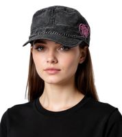 Casquette unisexe Pussycat Dolls, style cadet, en coton, avec chaîne et petit bord, FC110460PCD, gris/rose Casquette unisexe Pussycat Dolls, style cadet, en coton, avec chaîne et petit bord, FC110460PCD, gris/rose