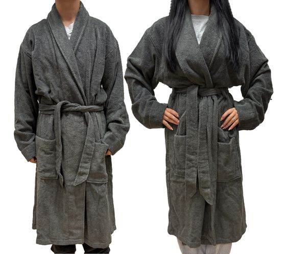 PUMA Unisex Bademantel mit zwei offenen Seitentaschen Morgen-Mantel 660008 41 Grau