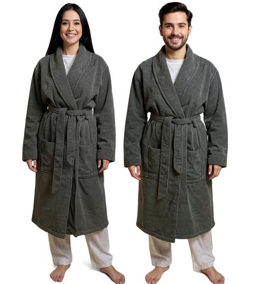 PUMA Unisex Bademantel mit zwei offenen Seitentaschen Morgen-Mantel 660008 41 Grau