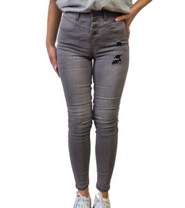 ARIZONA Damen Slim-Fit Jeans Baumwoll-Hose High-Waist mit Destroyed Effekten 5881 4258 Grau