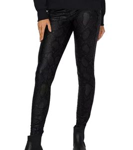 ONLY Polly Women's Leggings, Pull-On Pants with Snake Print, Tight-Fitting Party Pants, 2908 2738 Black/Blue