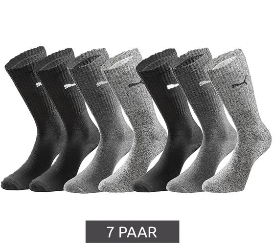 7 Paar PUMA Sport-Strümpfe mit gepolsterten Fußbereich Tennissocken atmungsaktive Socken extra weicher Bund 701222094 002 Schwarz/Anthrazit/Grau meliert