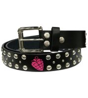 Cinturón de cuero de la banda punk rock Green Day con llamativos gráficos de granadas, cinturón casual negro