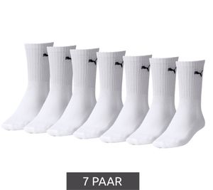7 Paar PUMA schlichte Sport-Socken Baumwoll-Socken Tennis-Socken lange Strümpfe 701222094 004 Weiß