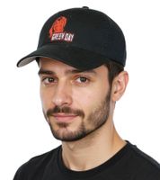 Gorra flexible de algodón unisex Green Day de la banda de punk rock con logo de granada TC102229GRN negra